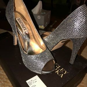 Gorgeous silver open toe heels